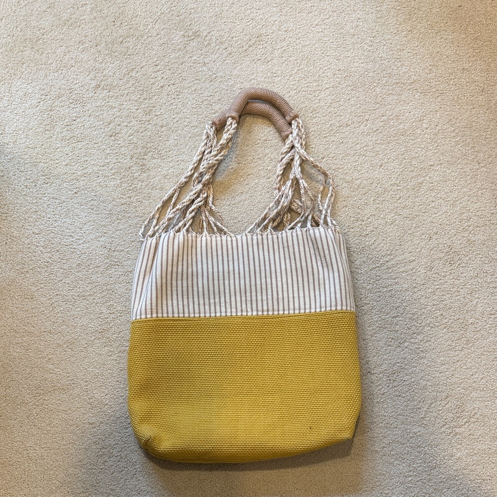 Garnet Hill Yellow and Cream Tote Bag